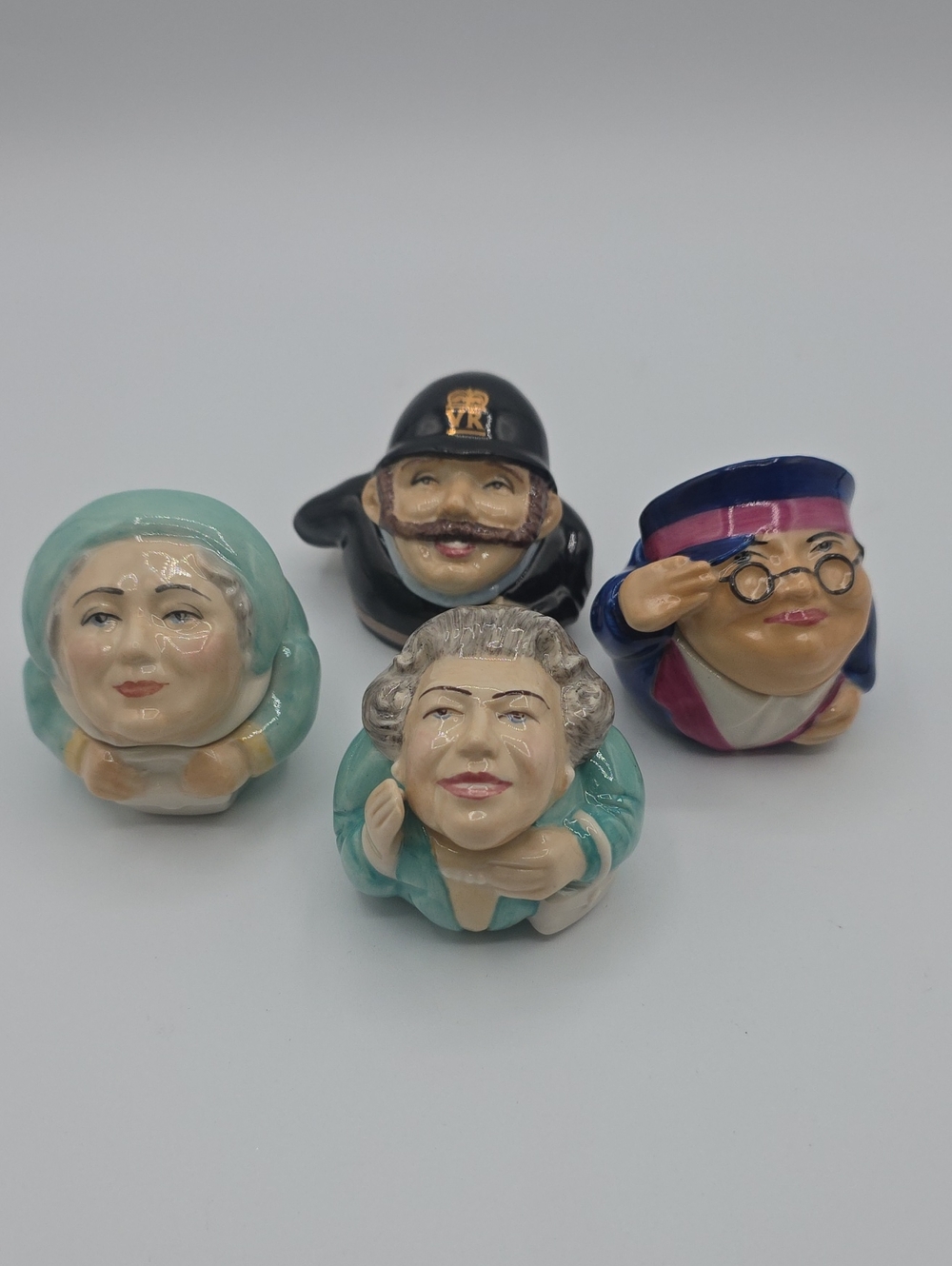 Kevin Francis Face Pots Ceramic Queen Elizabeth II Queen Mother Vintage